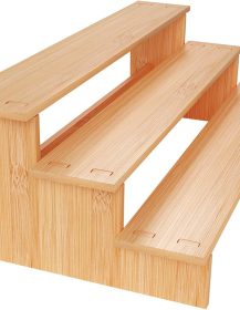 JinDoWin 3 Tiered Spice Rack Organizer for Cabinet,Spice Organization for Cabinet,Seasoning Organizer,Spice Shelf and Spice Organizer for Cabinet,Pantry Organizers and Storage (1 Pack, Medium)